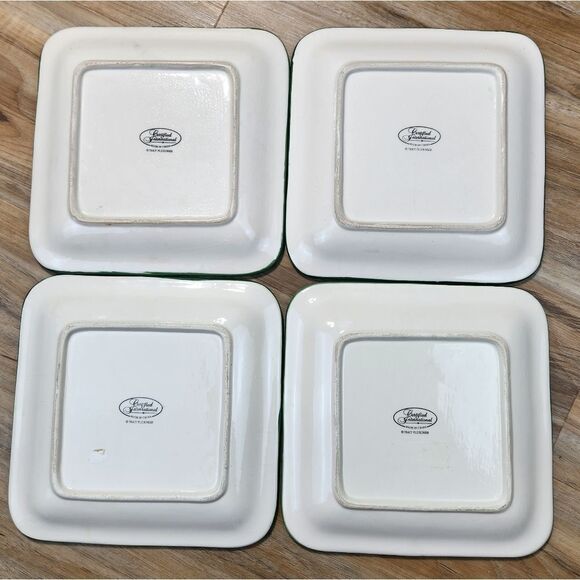 🩵Fat Chef Holiday Green "Tis the Season" Square Salad/Dessert Plates Set of 4 - Picture 7 of 13